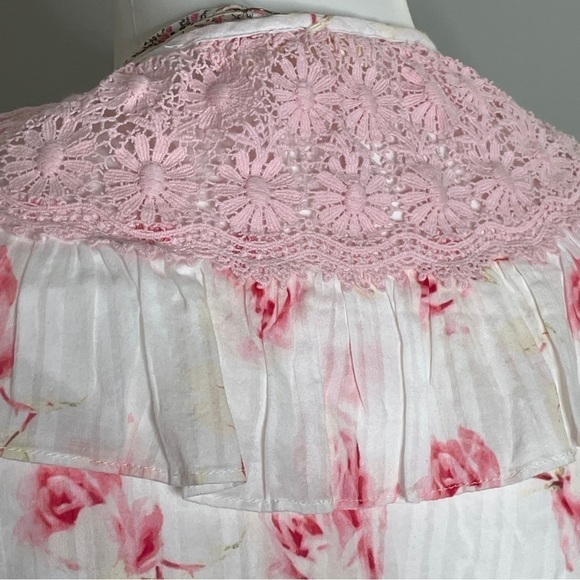 LoveShackFancy Elania lace trimmed ruffled crop top NWT XL - Picture 5 of 8